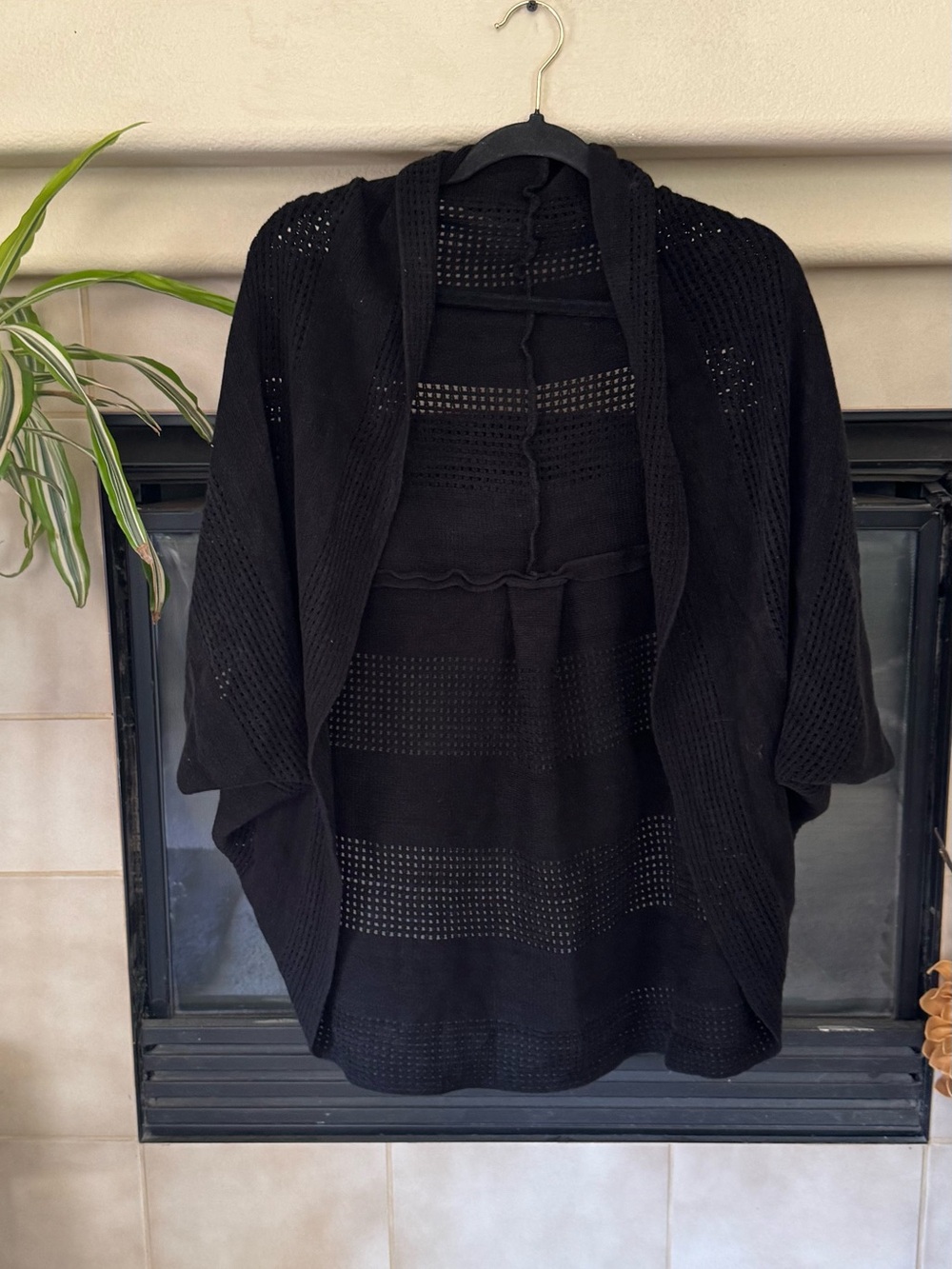 Layers by Lizden Black Open Front Knit Cardigan S/M Dolman Sleeve
